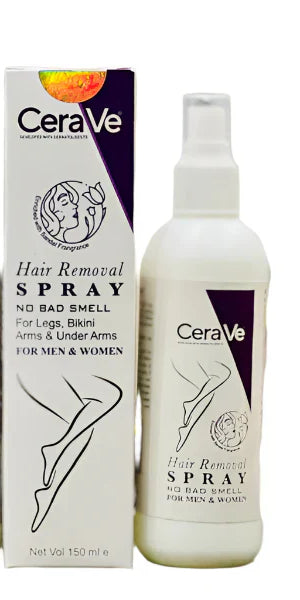 CeraVe Smooth Skin Spray – Effortless Hair Removal for Legs, Bikini, Arms & Underarms | Gentle, No-Fuss Solution for Men & Women | 150ml