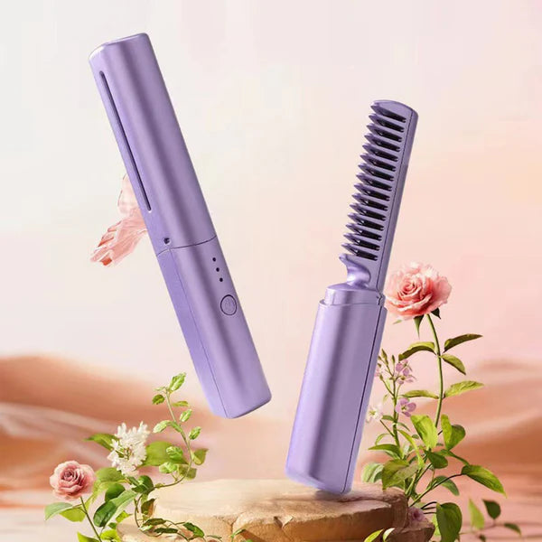 Travel Comb Cordless Rechargeable Hair Straightener | Portable Mini Hair Styling Tool for Smooth, Shiny Hair Anytime