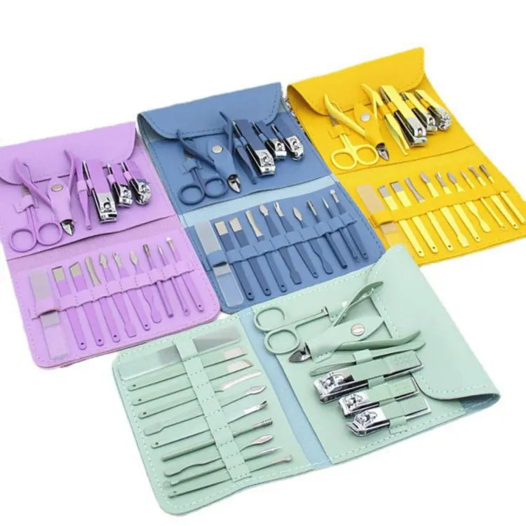 16 in 1 Nail kit Manicure Cutters Nail Clipper Set Household Stainless Steel Ear Spoon Nail Clippers Pedicure Nail Scissors Tool Set