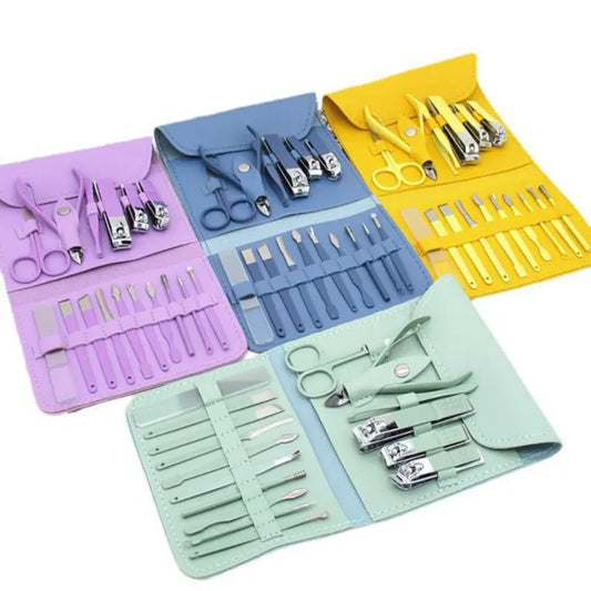 16 in 1 Nail kit Manicure Cutters Nail Clipper Set Household Stainless Steel Ear Spoon Nail Clippers Pedicure Nail Scissors Tool Set