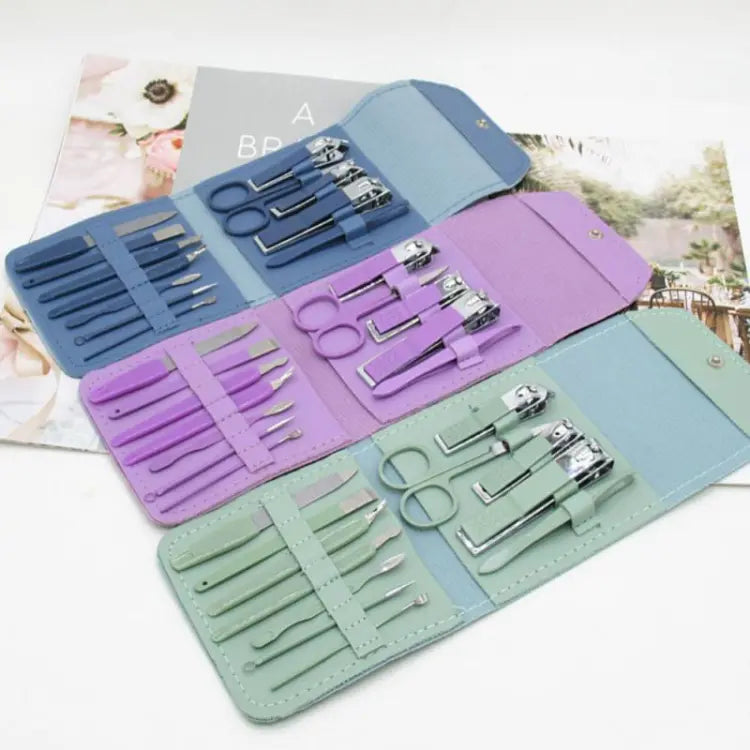 16 in 1 Nail kit Manicure Cutters Nail Clipper Set Household Stainless Steel Ear Spoon Nail Clippers Pedicure Nail Scissors Tool Set