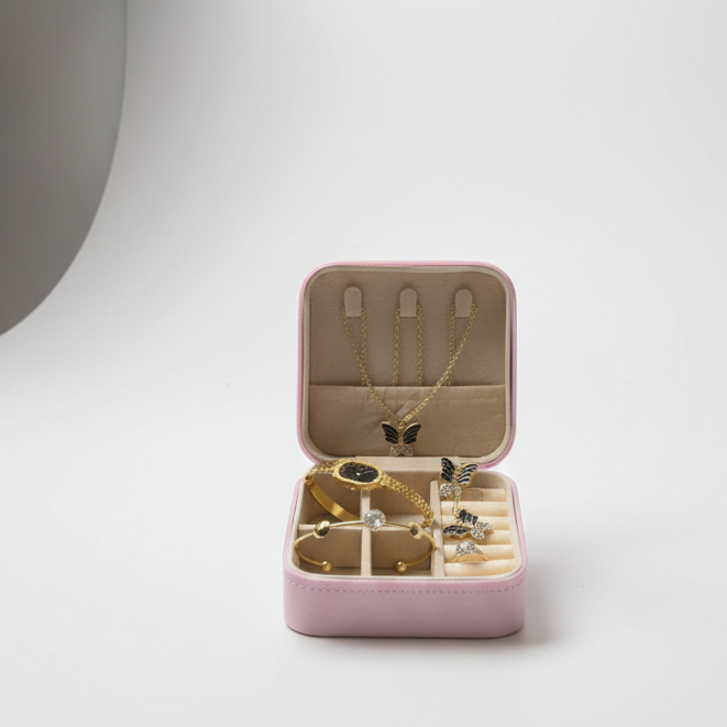 Elegant Butterfly Jewelry Gift Set – 6-Piece Gold-Tone Collection with Luxury Travel Case