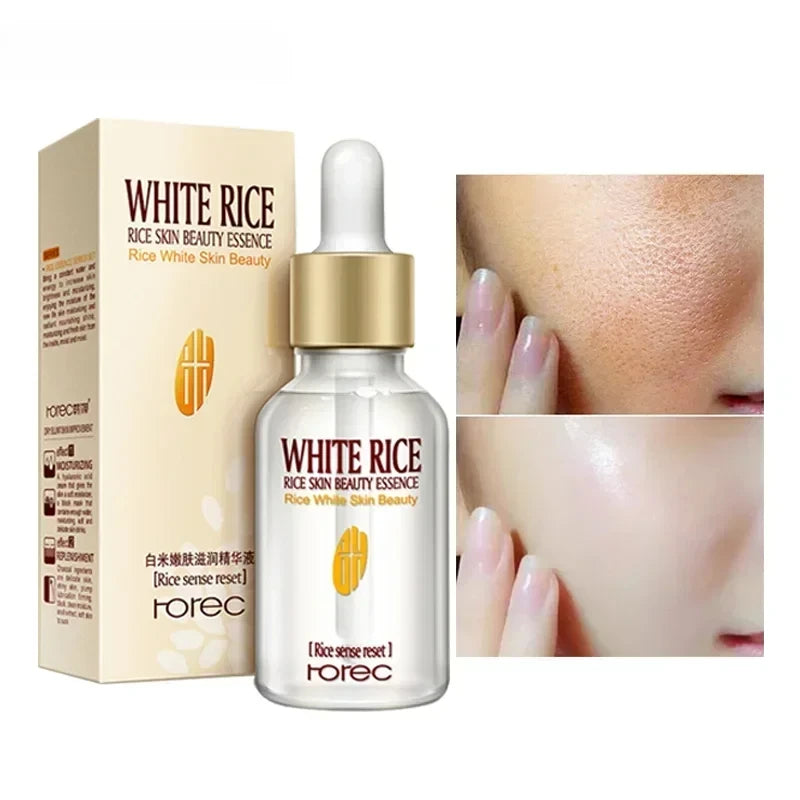 White Rice Face Serum Shrink Pores Brightening Whitening Cream.
