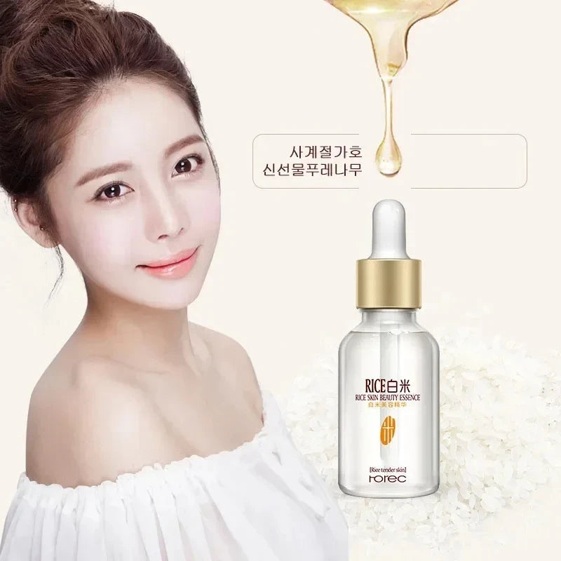 White Rice Face Serum Shrink Pores Brightening Whitening Cream.