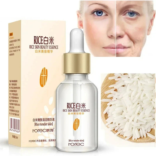 White Rice Face Serum Shrink Pores Brightening Whitening Cream.