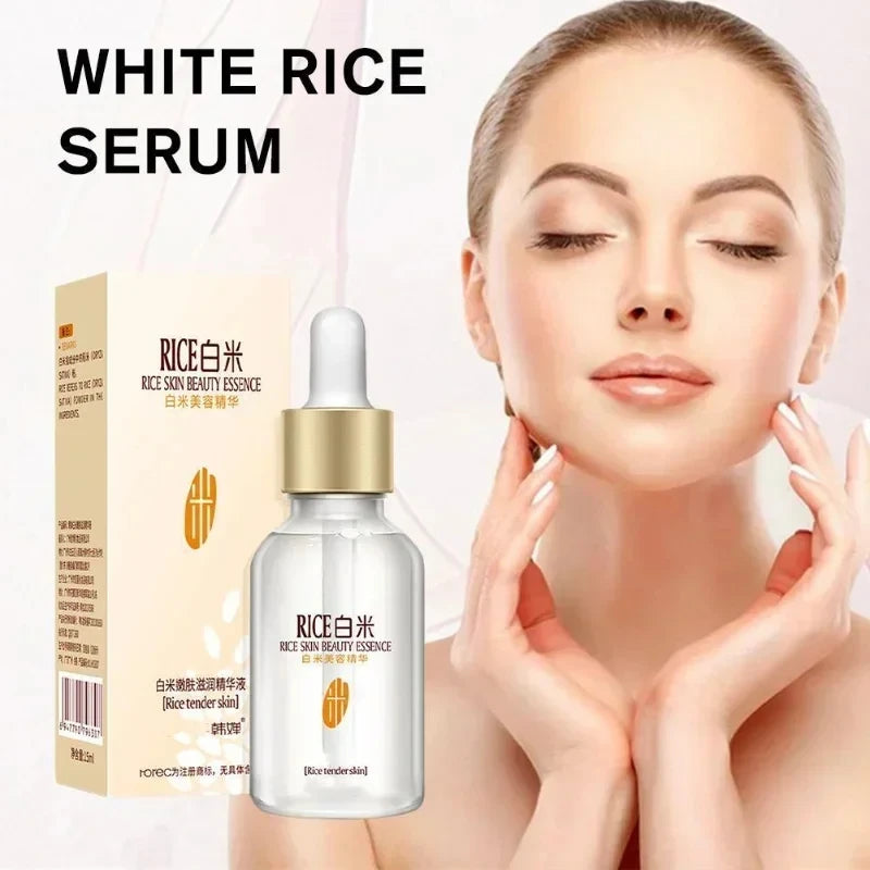 White Rice Face Serum Shrink Pores Brightening Whitening Cream.